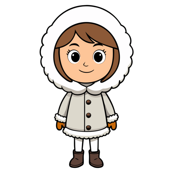 Cute Girl in Winter Dress Clipart