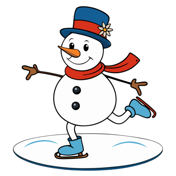 Cute Snowman Skating Clipart