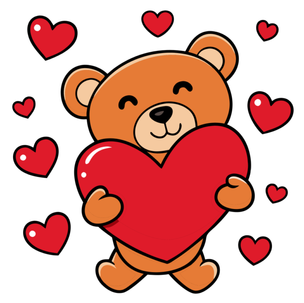 Cute Teddy and Heart Clipart