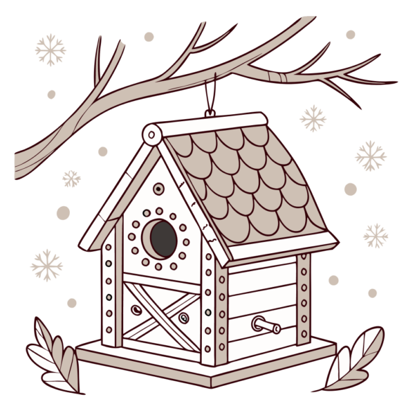 Cute Winter Bird House Clipart