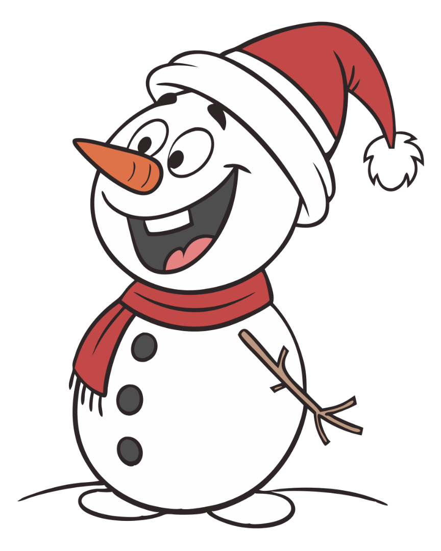 Cute and Happy Snowman Clipart