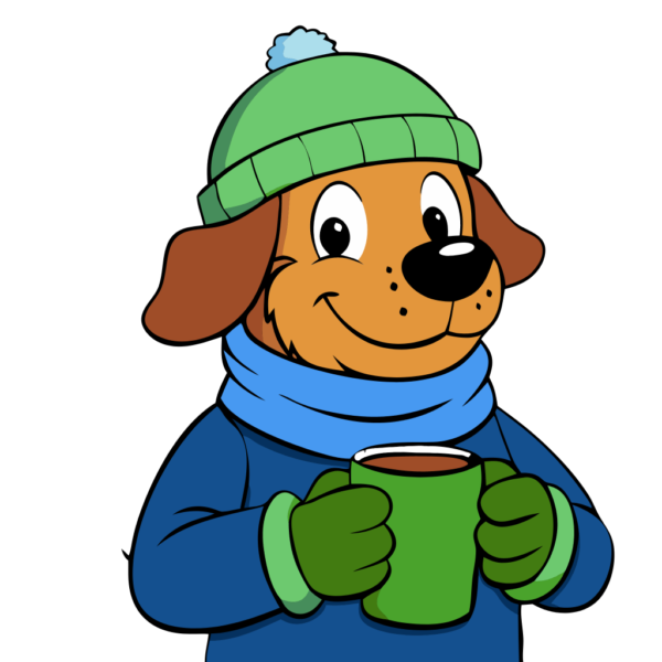 Dog Holding Mug Clipart