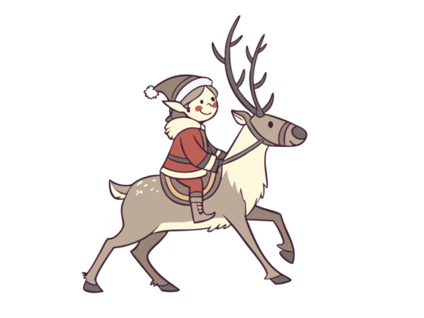 Elf Riding Reindeer Clipart