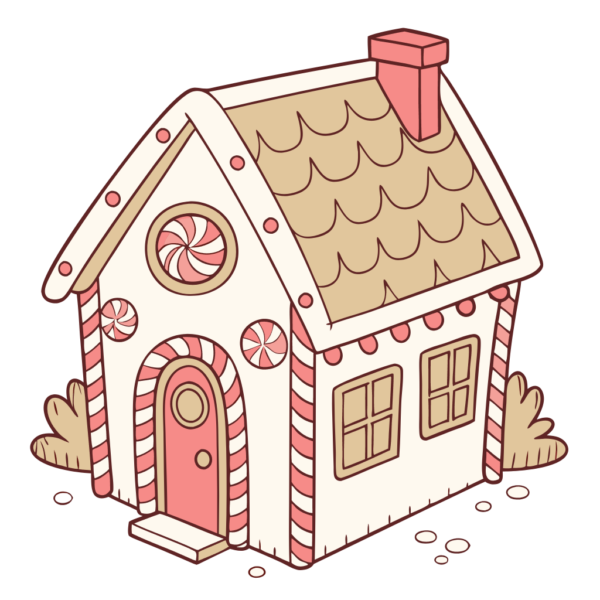 Gingerbread House in Candycane Theme Clipart