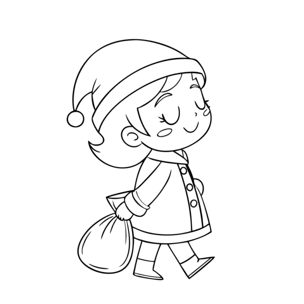 Girl in Santa Costume Clipart