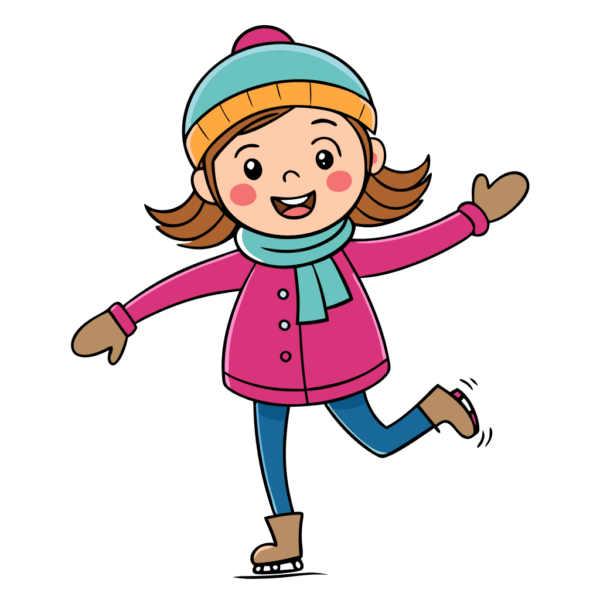 Happy Girl Skating - Winter Clipart 01