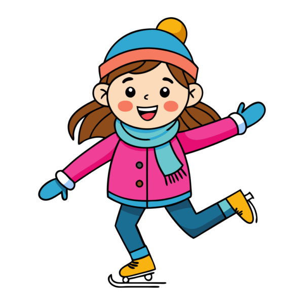 Happy Girl Skating - Winter Clipart