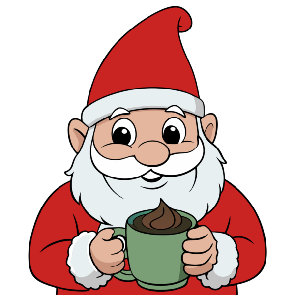 Happy Gnome With Cocoa Clipart