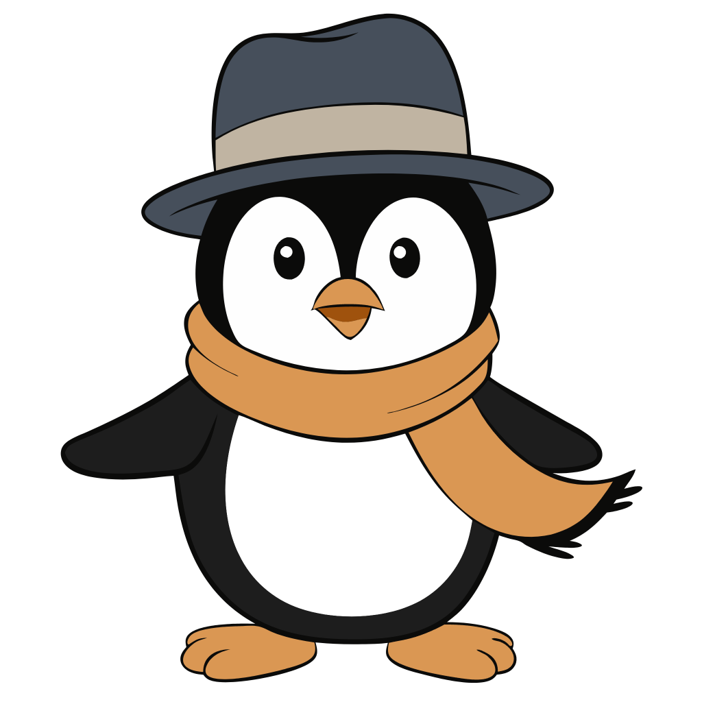 Happy Penguin wearing Scarf Clipart