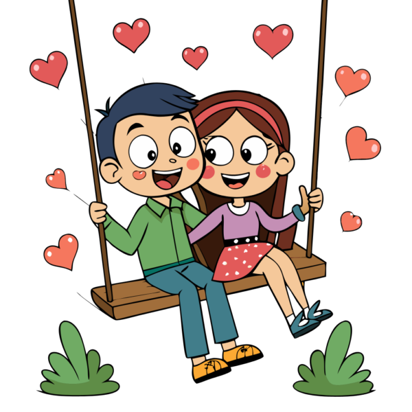 Happy and Romantic Couple Clipart