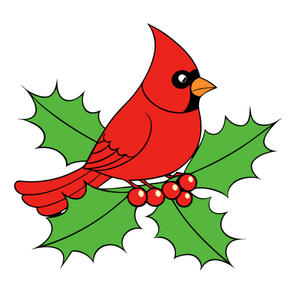 Holly Leaf and Cardinal Bird