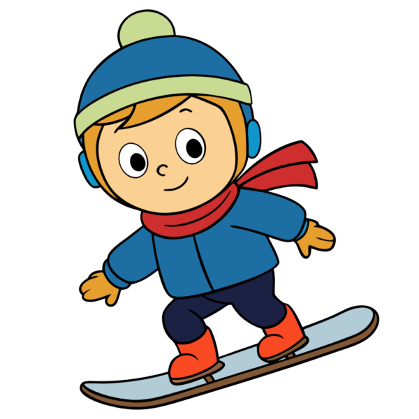 Little Boy Skating in Winter Clipart