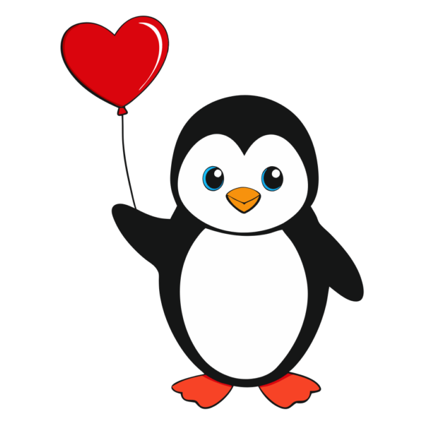 Penguin Hold a Balloon Clipart