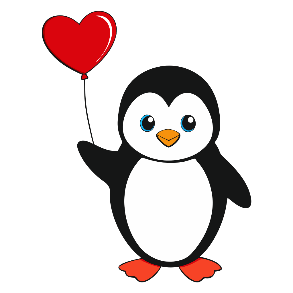 Penguin Hold a Balloon Clipart