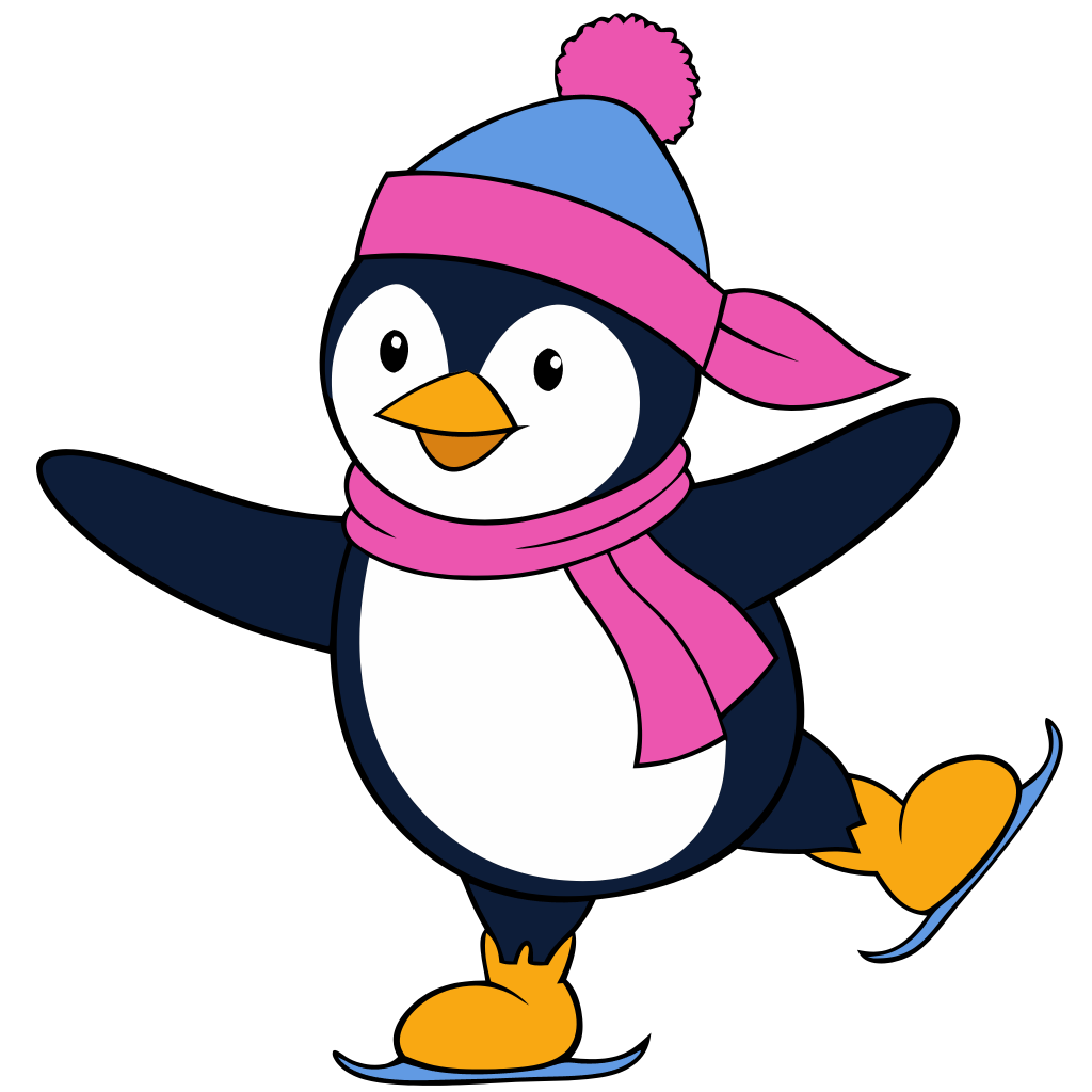 Penguin Skating Winter Clipart