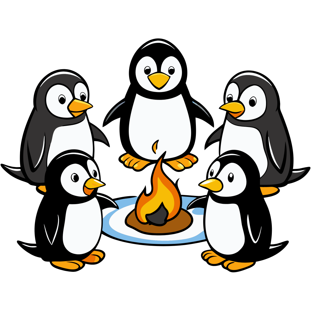 Penguins Campfire Clipart