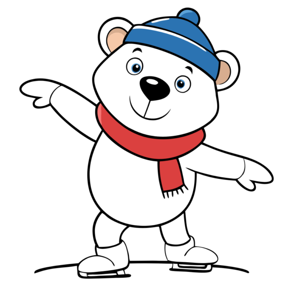 Polar Bear Ice Skating Clipart