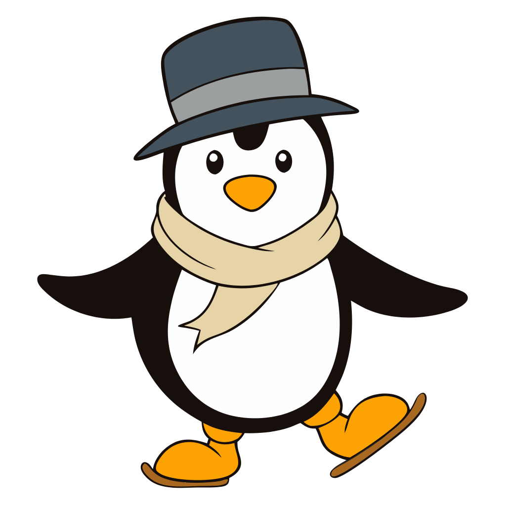 Pretty Skating Penguin Clipart