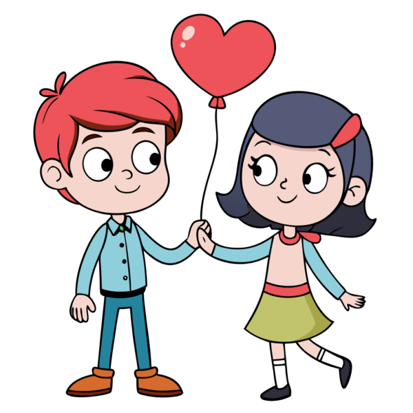 Romantic Couple with Balloon Clipart