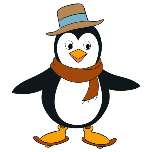 Skating Penguin with Hat Clipart