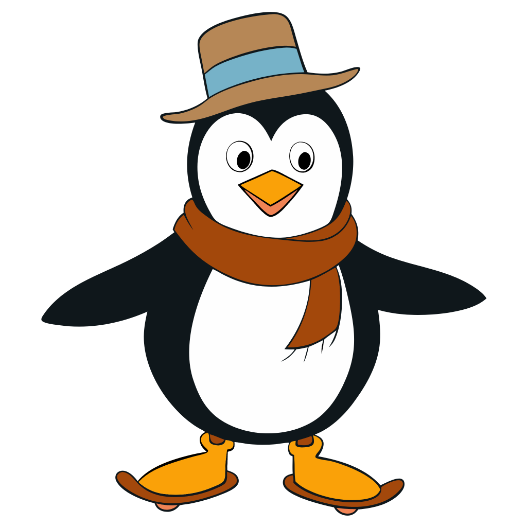 Skating Penguin with Hat Clipart