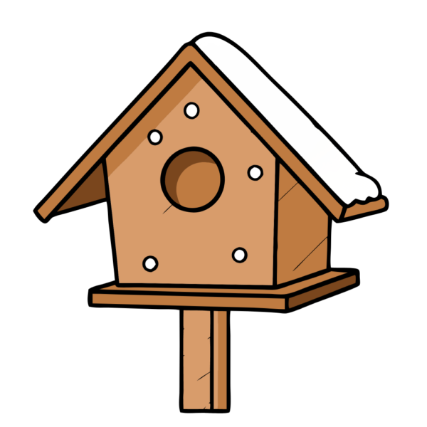 Snow Bird Wooden House Clipart