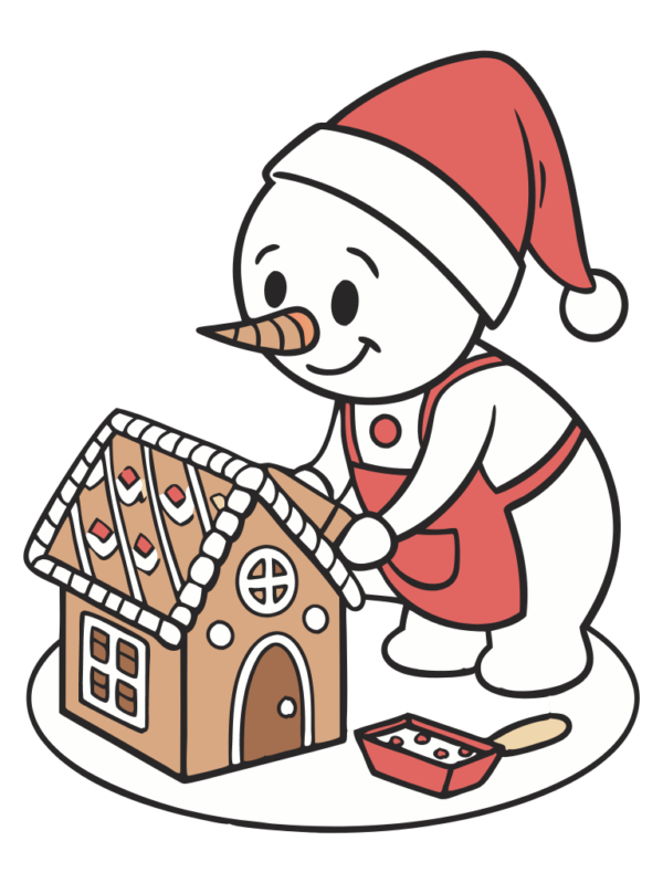 Snowman Decorating Gingerbread Man House 02