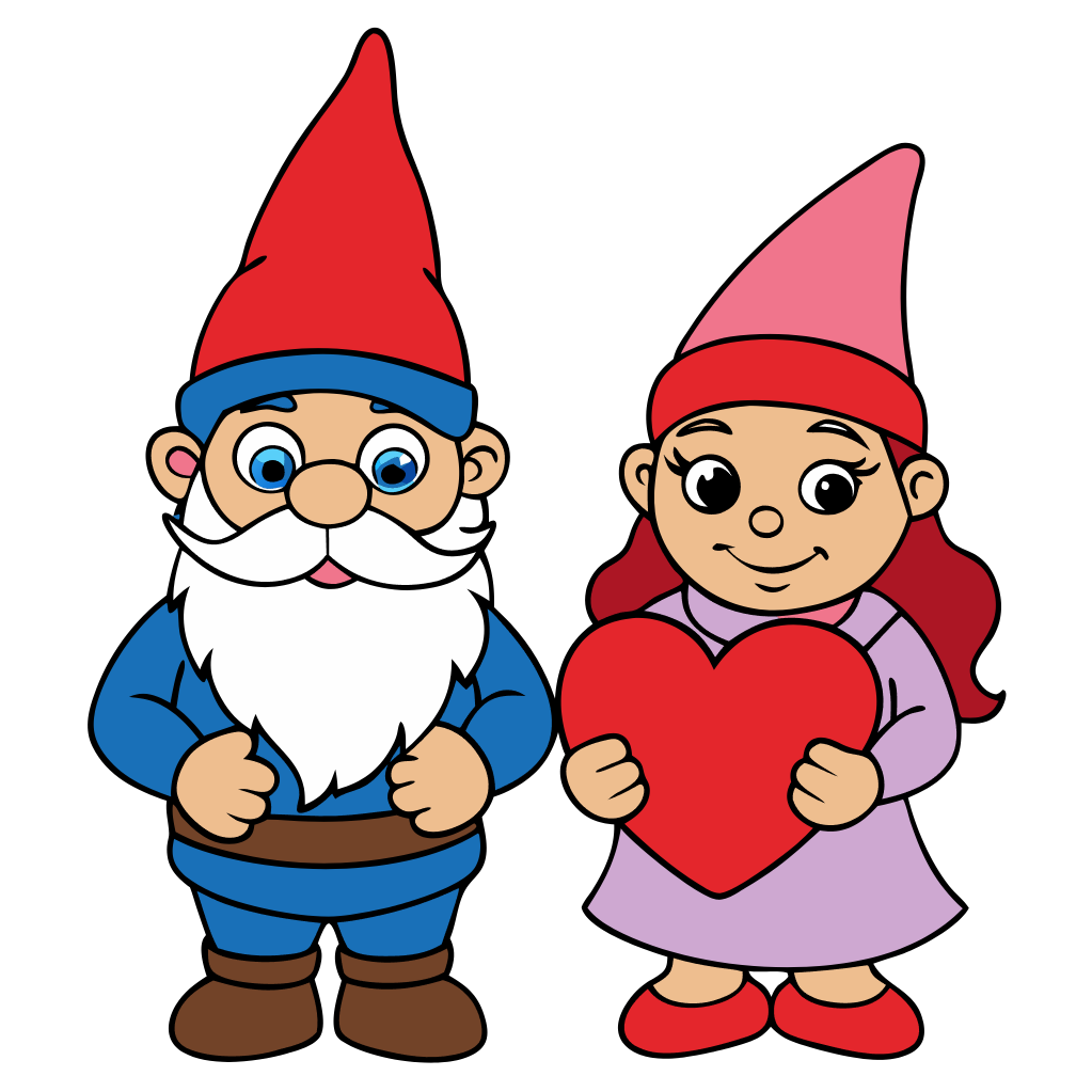 Standing Gnomes Valentine Clipart