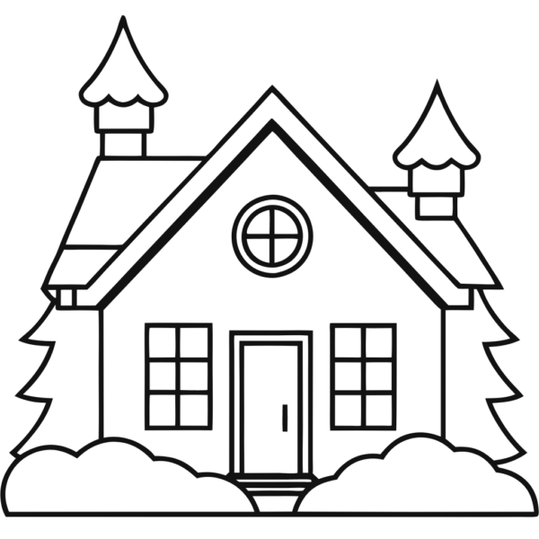 Winter House Outline Clipart