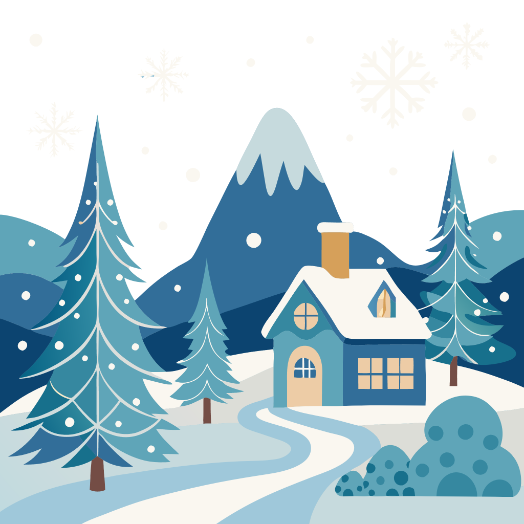 Winter Scene Snowflake Clipart