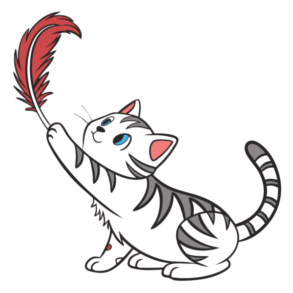 Cat Playing with Feather Clipart