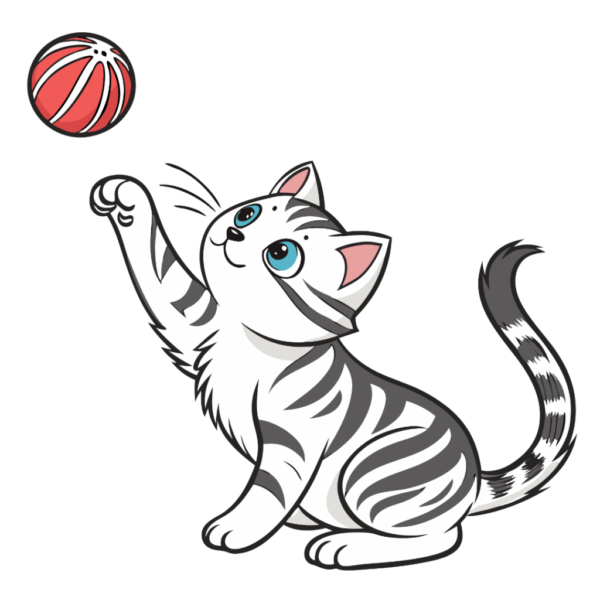 Cute Cat Playing Ball Clipart