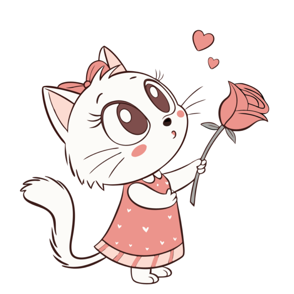 Cute Cat with Rose Clipart_Neoclipart_com