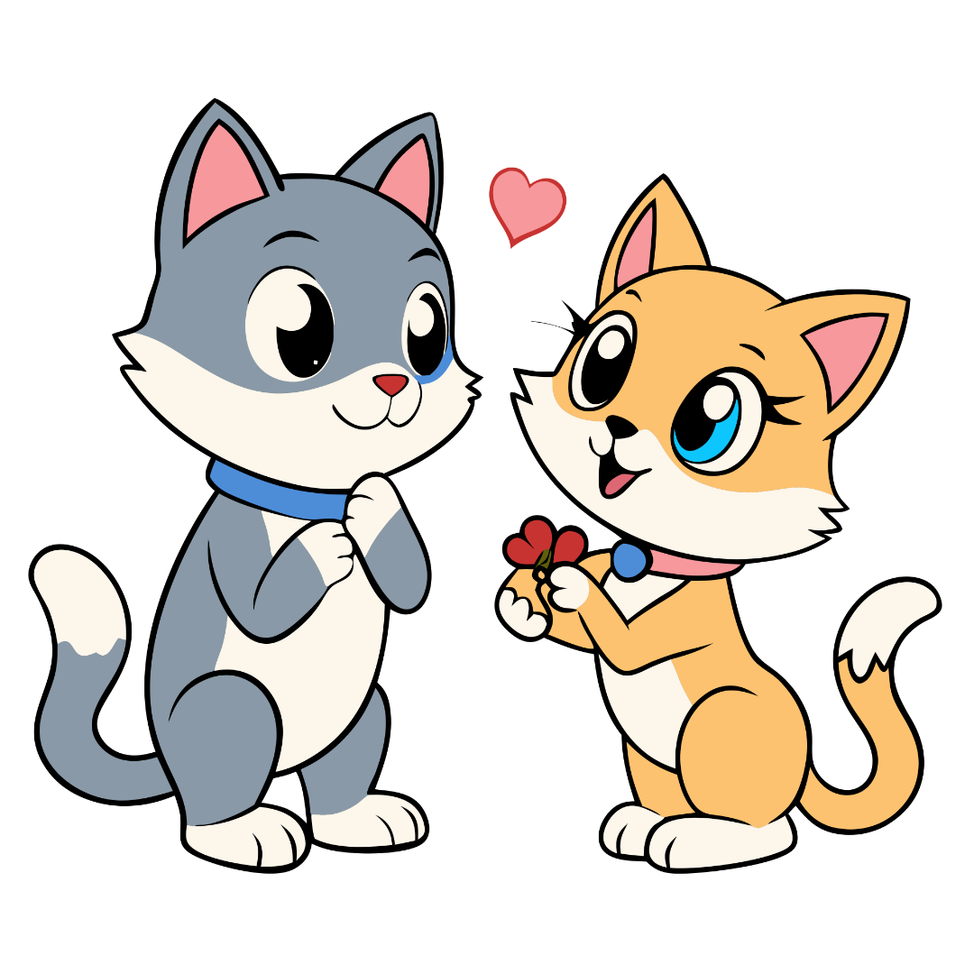 Cute Cats Proposal Scene Clipart