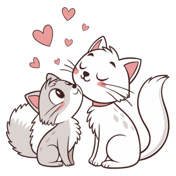 Cute Couple Cat Clipart