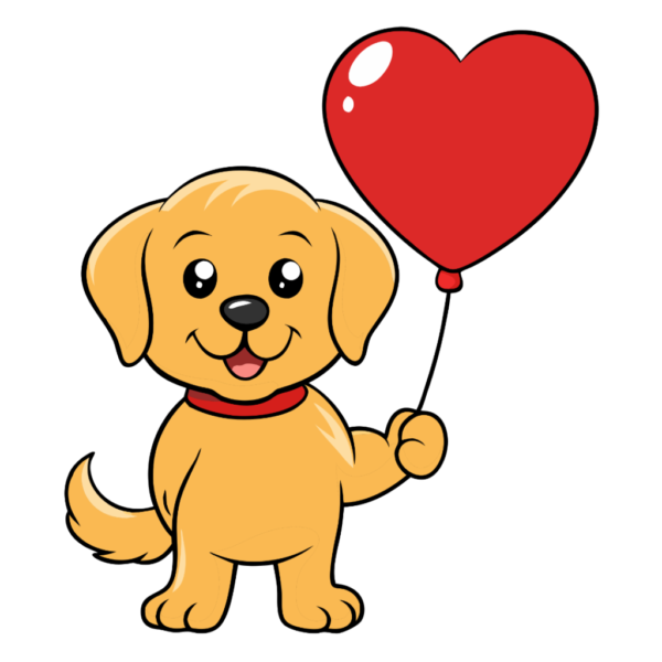 Cute Dog with Balloon for Valentine's Day