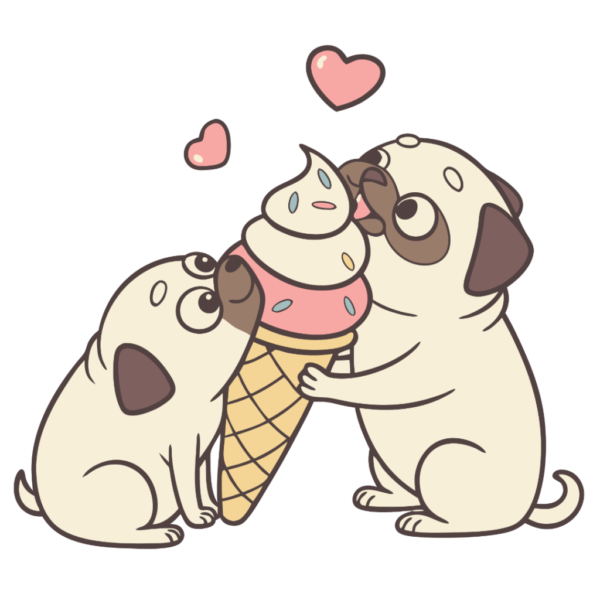 Cute Dogs Eating Ice Cream Clipart