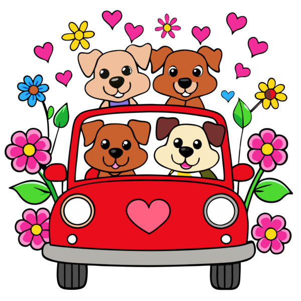 Cute Dogs in Car