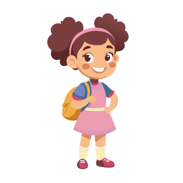 Cute Girl Going to School Clipart