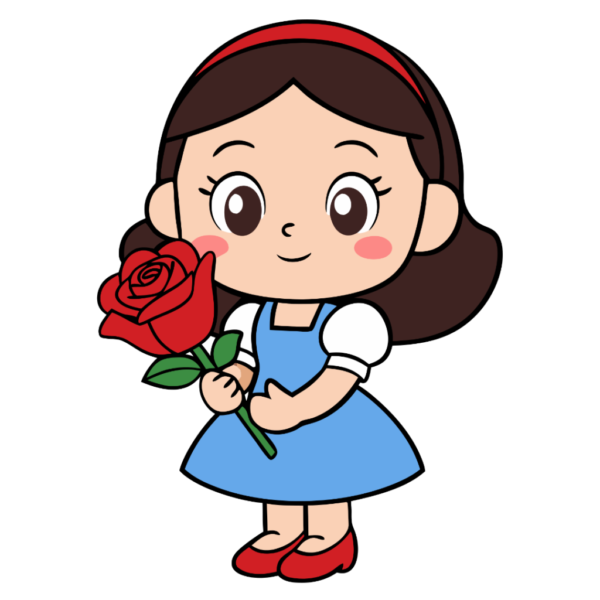 Cute Girl Holding rose Clipart