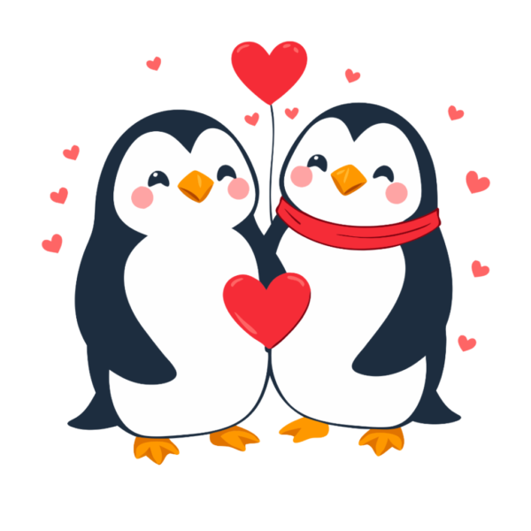 Cute Penguin Couple Valentine's Day Clipart