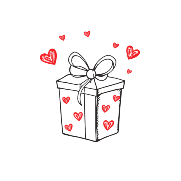 Gift Box with Floating Hearts Clipart