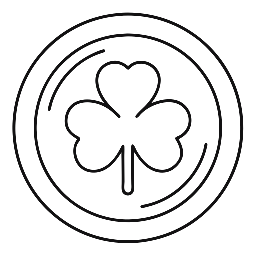 Gold Coin Black and White with Sharmock Leaf_Neoclipart_com