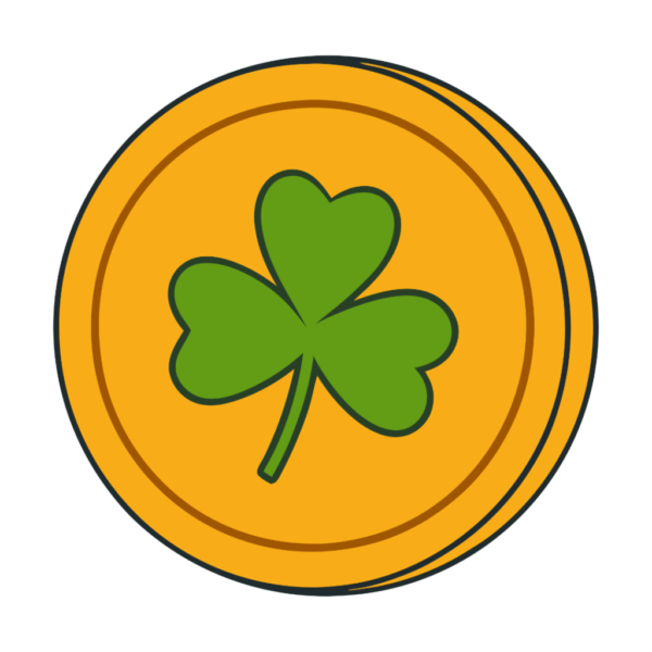 Gold Coin with Sharmock Leaf Clipart