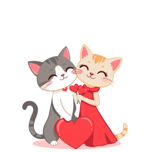 Grey Cat Couple Clipart