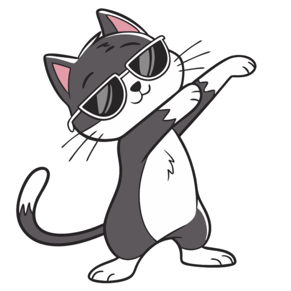 Grey Cat Dabbing Dance Clipart