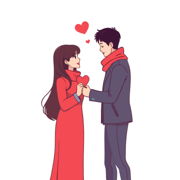 Korean Couple Clipart Valentine's Day