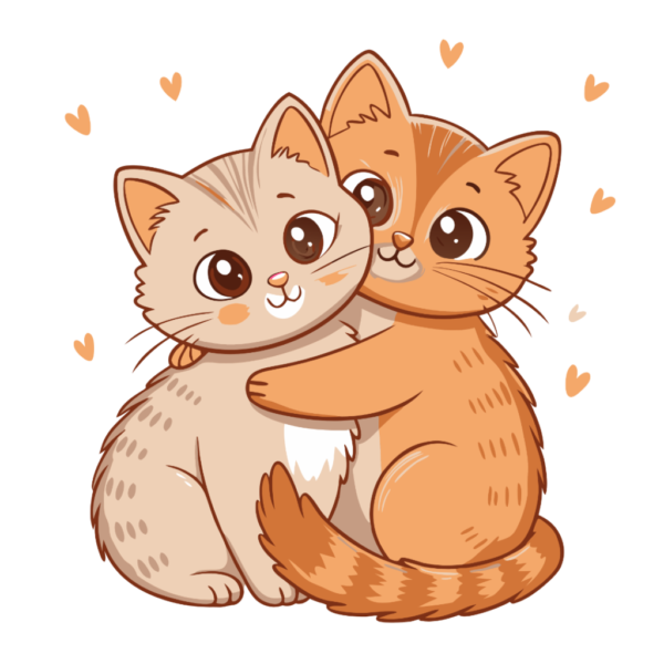 Orange Cat Hugging Clipart