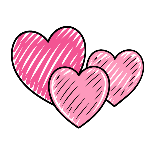 Pink Hearts Doodle Clipart