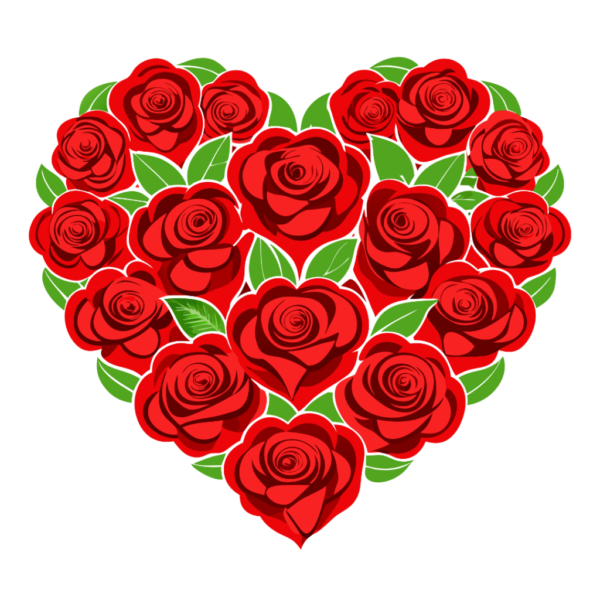 Red Rose heart Shape clipart